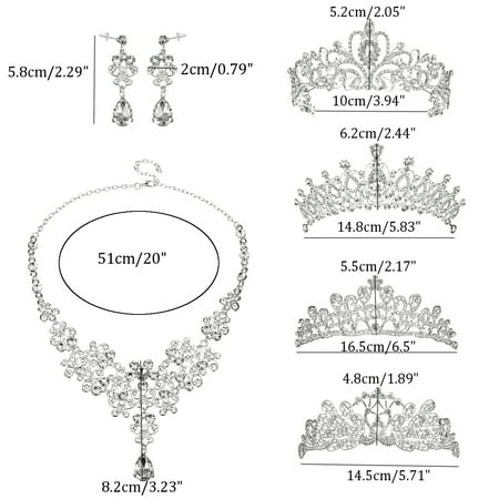 Crystal Wedding Crown Necklace Earrings Kit Bridal Tiara Jewelry Set Crystal Wedding Crown Necklace Earrings Kit Bridal Tiara Jewelry Set